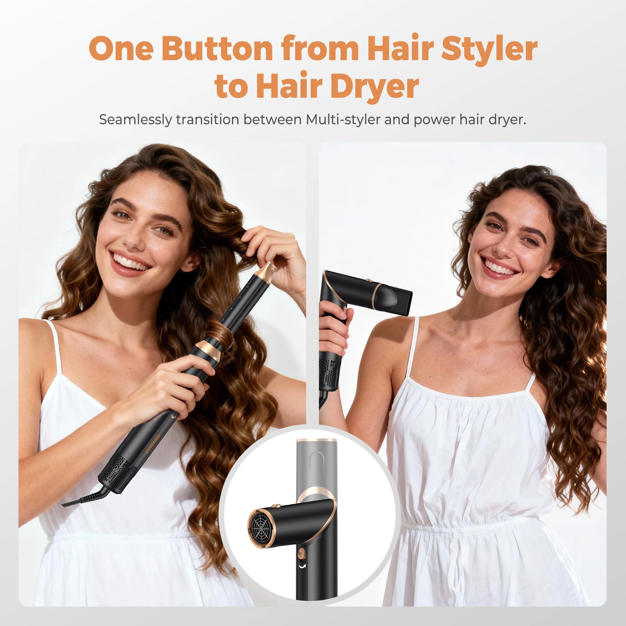 Blow Dryer Brush + Curling Wand + Ionic Hot Air Hair Dryer + Massage Oval Hair Dryer + Left&Right Hair Curlers