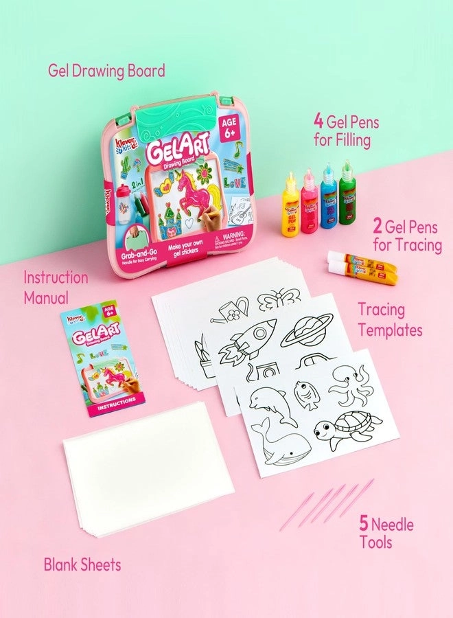 Gel Art Drawing Board - 4 Filling Pens 2 Tracing Pens