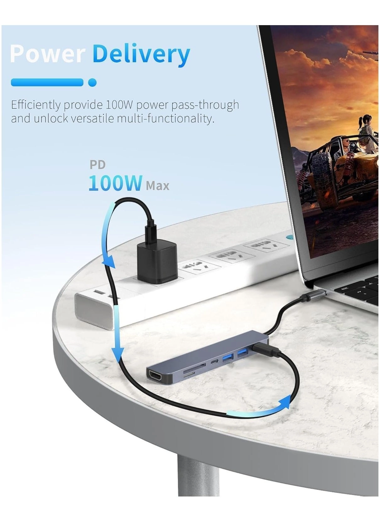 USB C Hub - 4K HDMI 100W PD SD/TF Card Reader