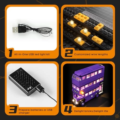 Night Bus Adventure - LED Lighting Kit Compatible with Lego 76446