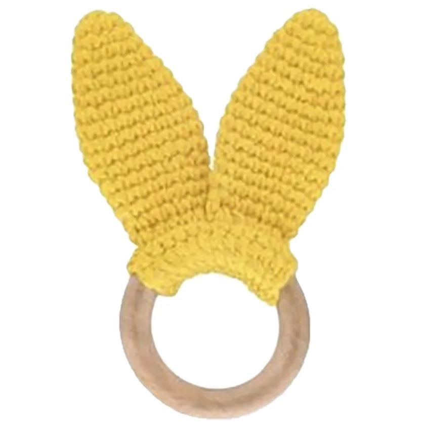 Amigurumi Wooden Ring Teether - Beech wood 100% Cotton Yarn