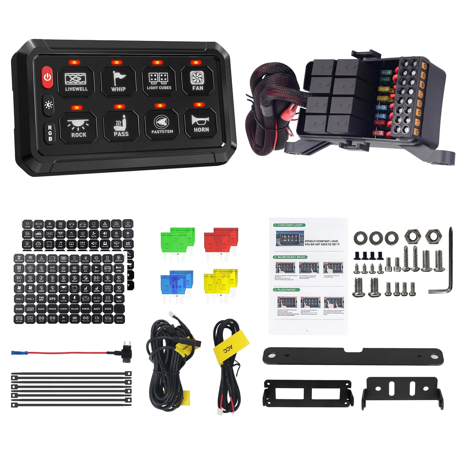 chelhead 8 Gang Switch Panel - Relay Box Fuse
