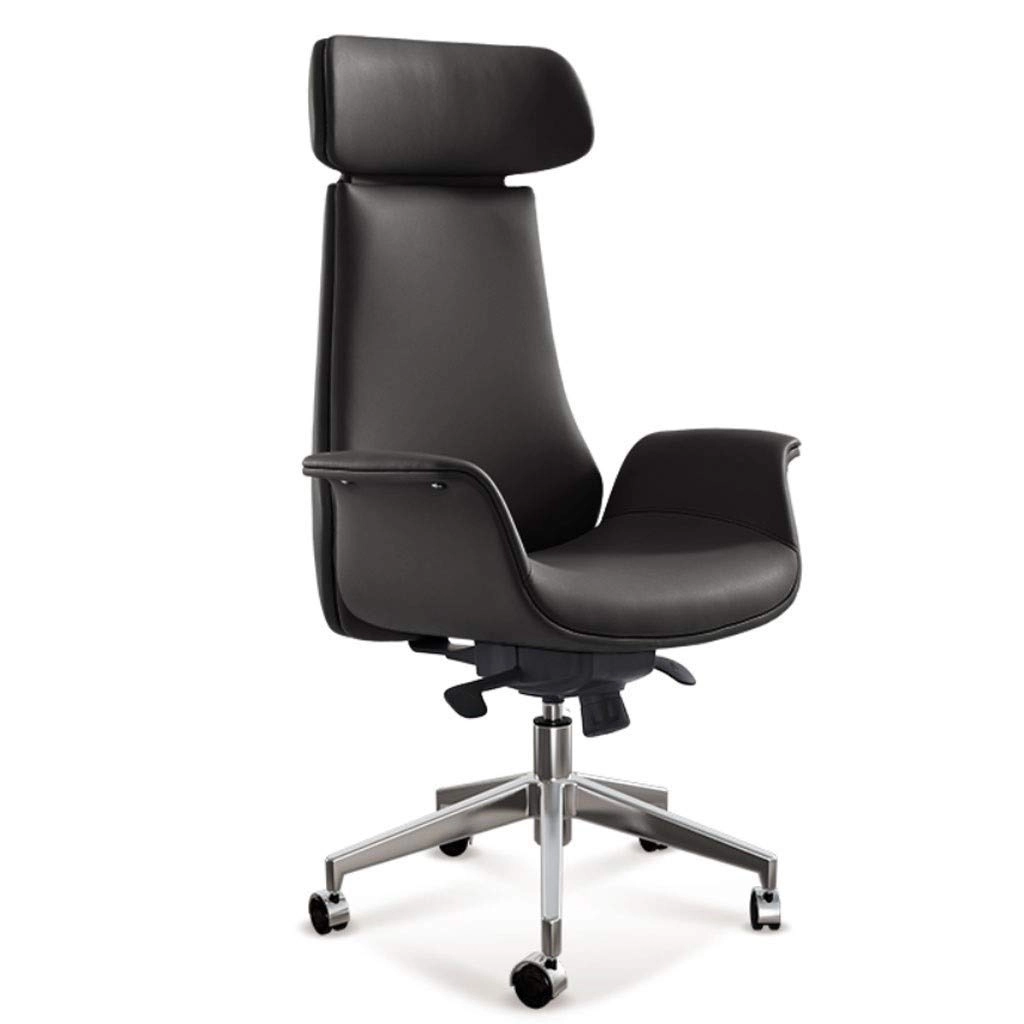 Desk Chair - PU Leather Brown High Back