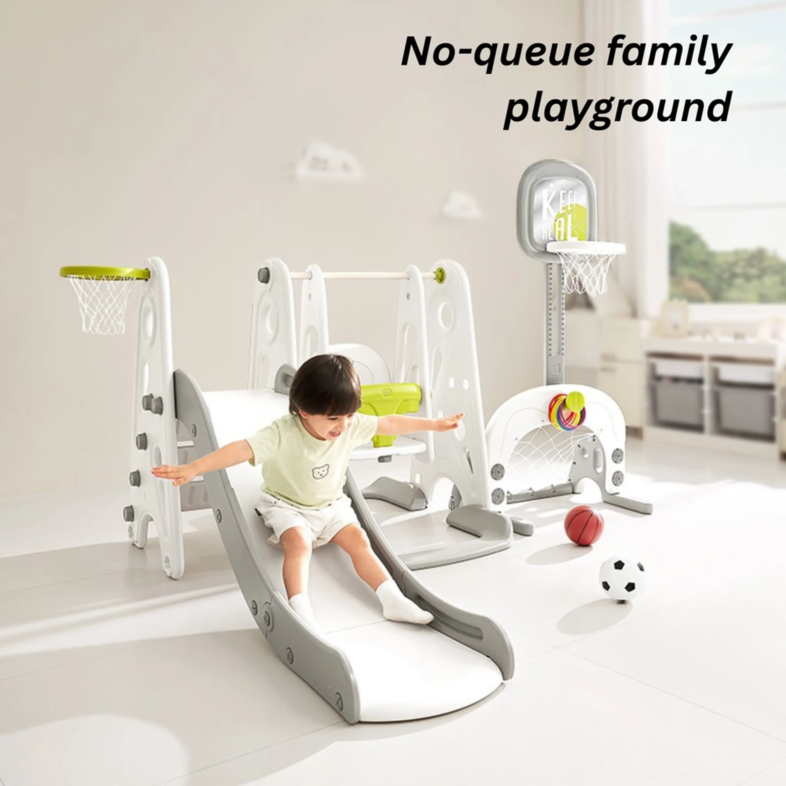 3 In 1 Kids Slide & Play Set - White Suitable for 12 months & above