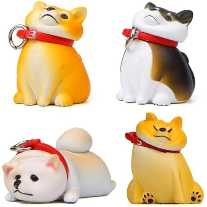 KASTWAVE Mini Shiba Dog Figurine - Shiba Inu 4 pieces