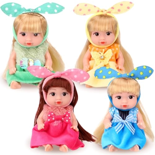 Hanaive Mini Baby Doll - 4 Pcs 4 Inch Princess Style Ages 3+