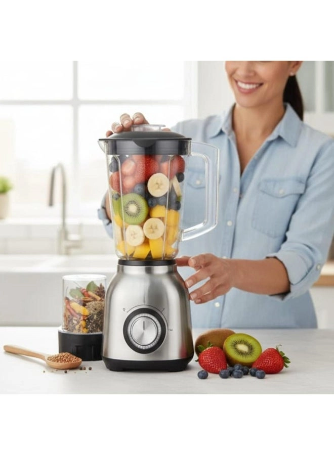 3-in-1 Multi-Speed Stainless Steel Blender & Grinder System - 1200W