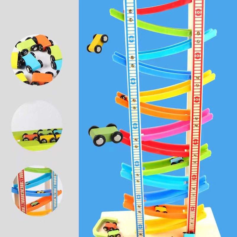 Wooden Ladder Gliding Car Track Set
