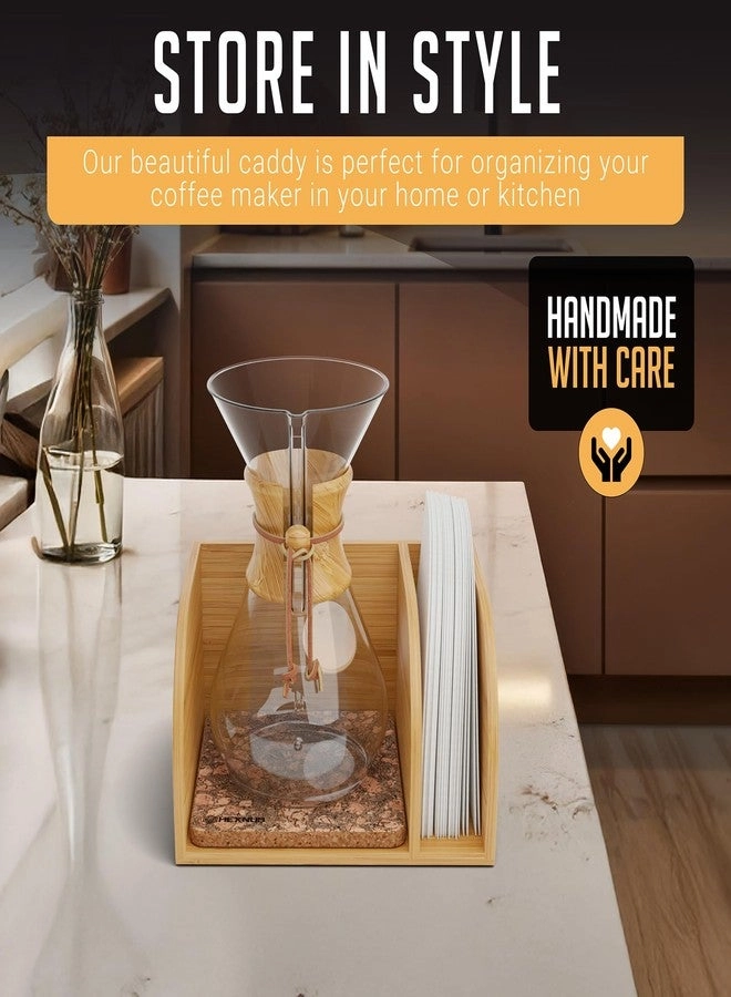 Caddy for Pour Over Coffee Maker - Bamboo Stand Heatproof Mat