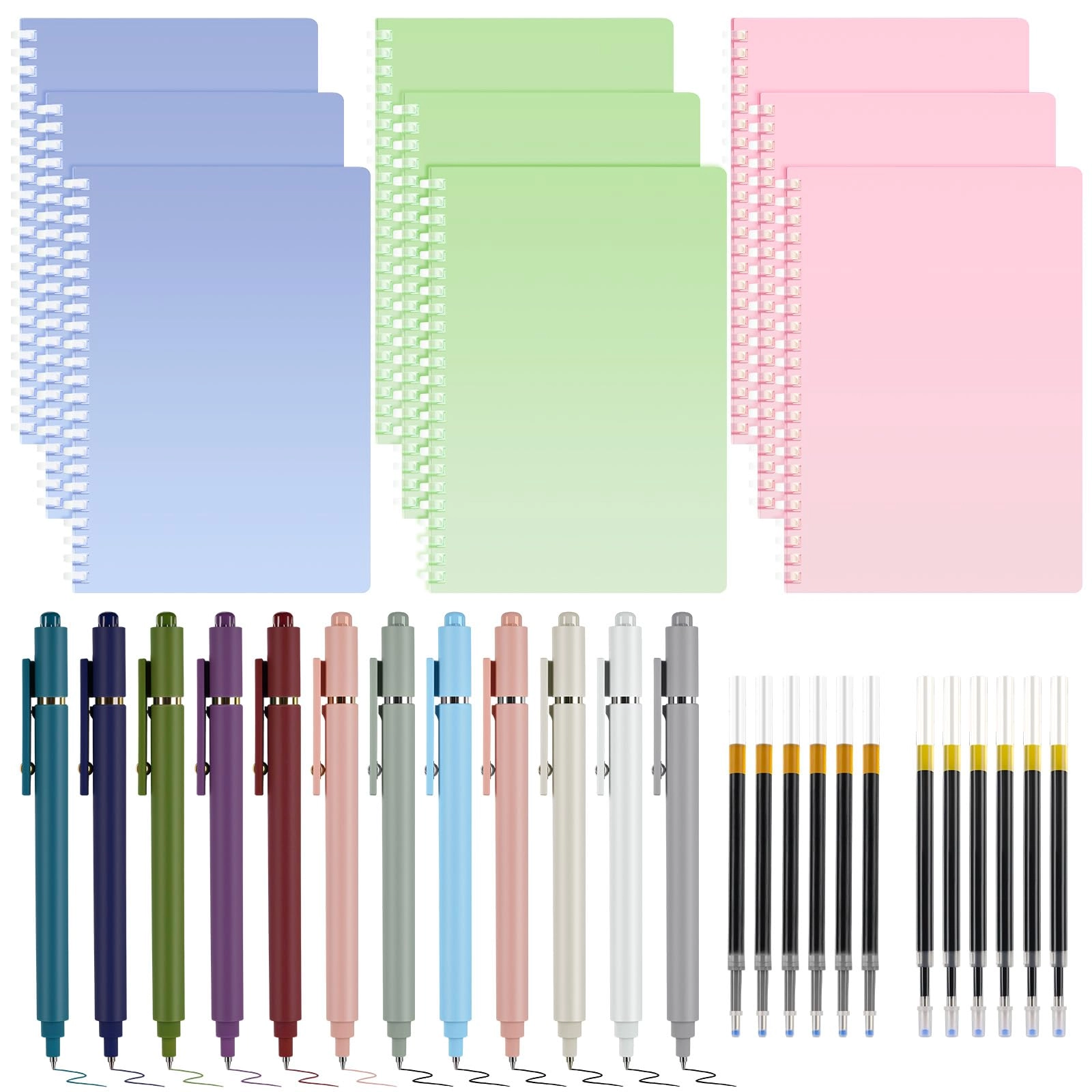 niodel Spiral Notebooks + Ink Gel Pens + Refills A5 Spiral - Lined 540 Sheets