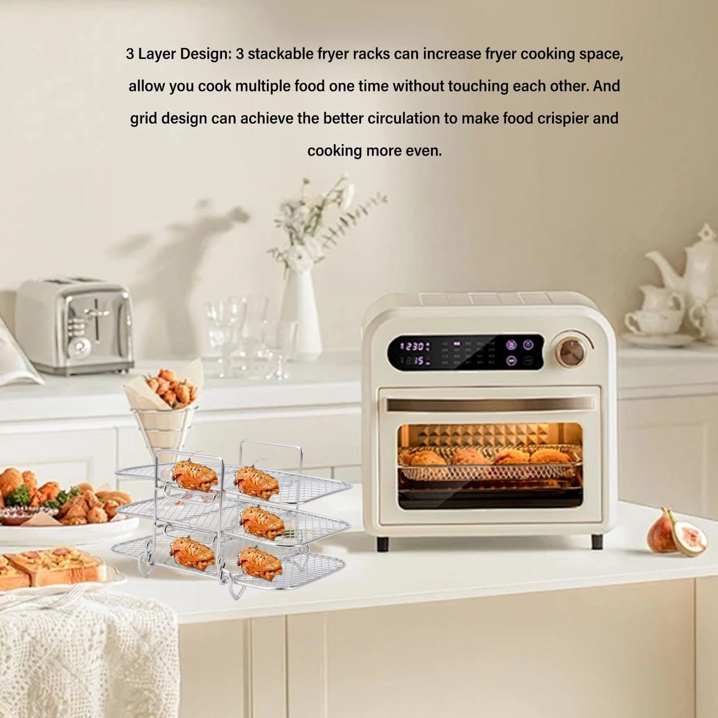 Air Fryer Basket - 304 stainless steel 3 x Fryer Rack