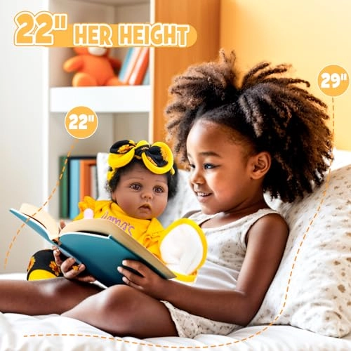 Reborn Baby Doll - 22 Inch Cotton Vinyl African American Ages 3+