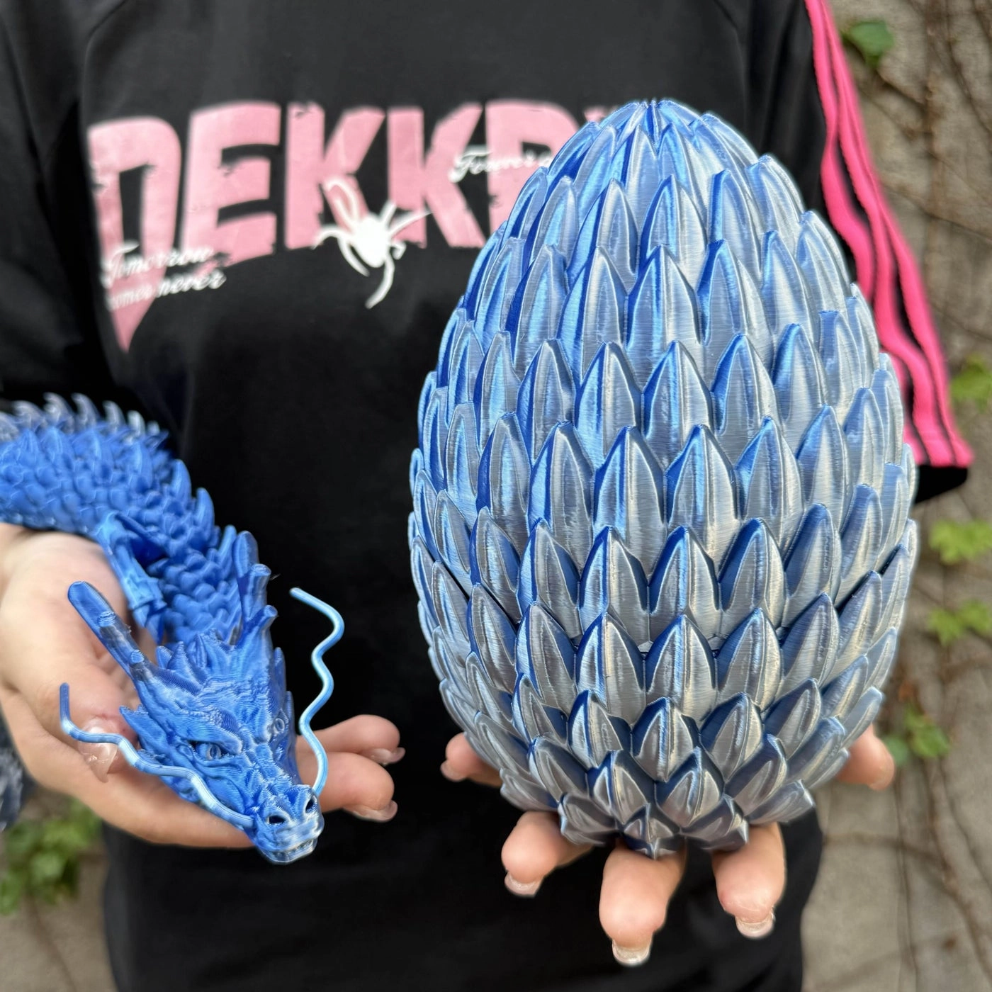 Generic 3D Printed Dragon Egg And Movable Doll Statue - 2 pcs rainbow