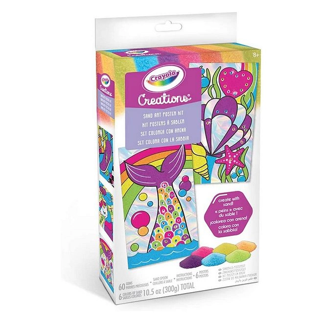 Creations Sand Art Poster Kit - 60 Gems 1 Sand Spoon 6 Colors of Sand 6 Posters