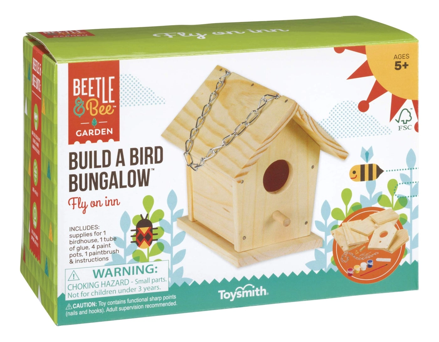 Toysmith Build A Bird Bungalow - DIY Kit 4 Paints 7 Wooden Pcs