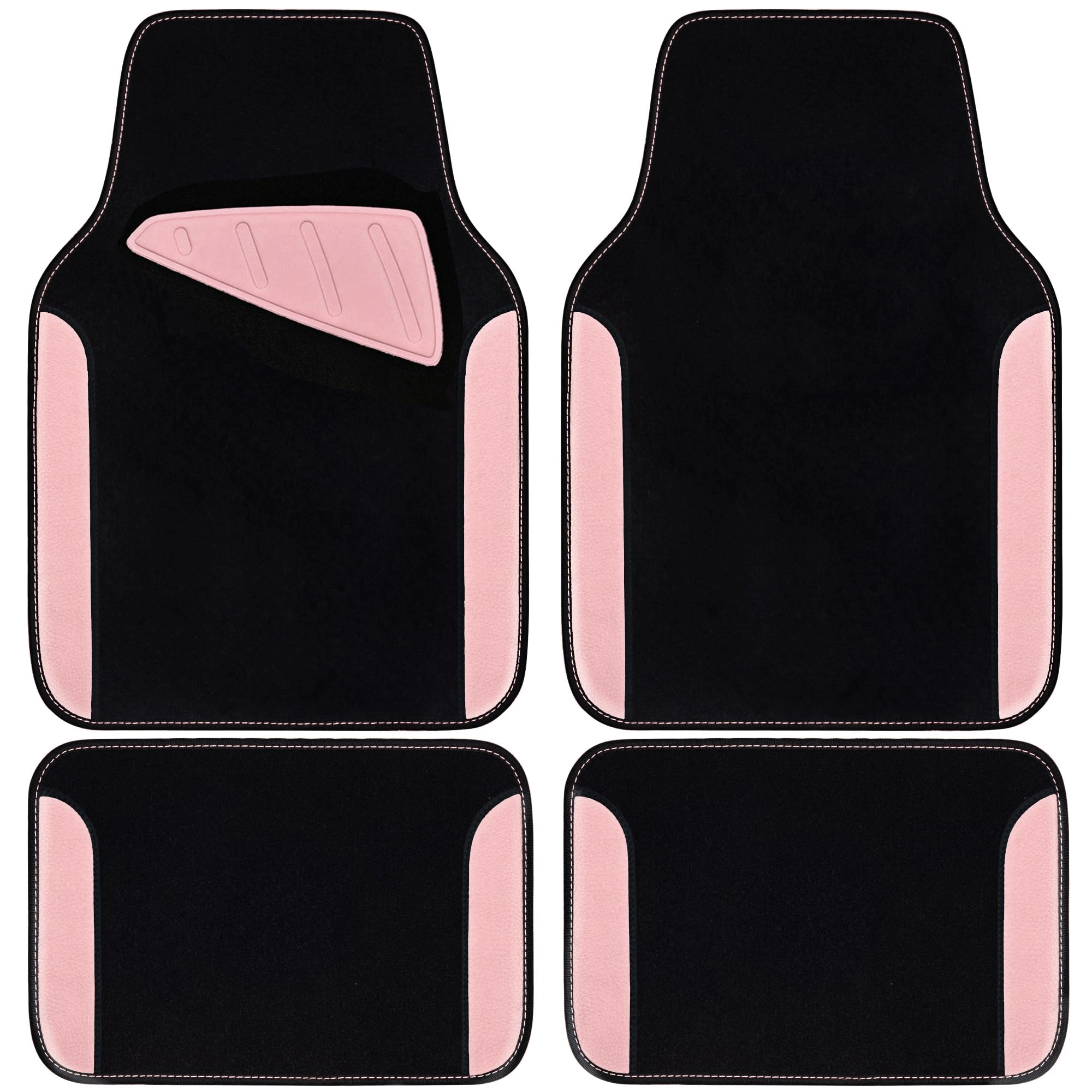 Jelly Waterproof Universal Fit Car Floor Mats - Pink Leather