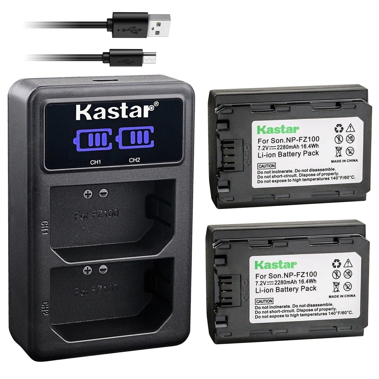 Kastar NP-FZ100 Battery - 2280mAh + LED2 USB Charger