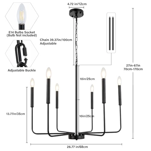 Modern Farmhouse Chandelier - height: max 170 cm / min 70 cm