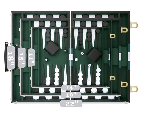 Backgammon Set - 18in Black Leather