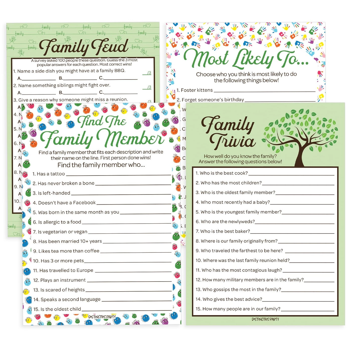 DISTINCTIVS Family Reunion Game Pack - 4 Games for 20 Guests