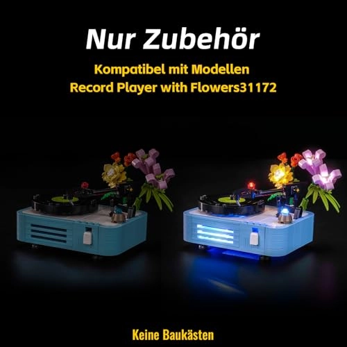 31172 Record Player with Flowers - LED Light Kit USB Battery Case