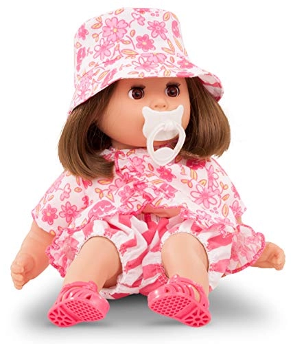 Cosy Aquini Baby Doll - 13" Soft Cloth Bath Brown Hair Brown Sleeping Eyes
