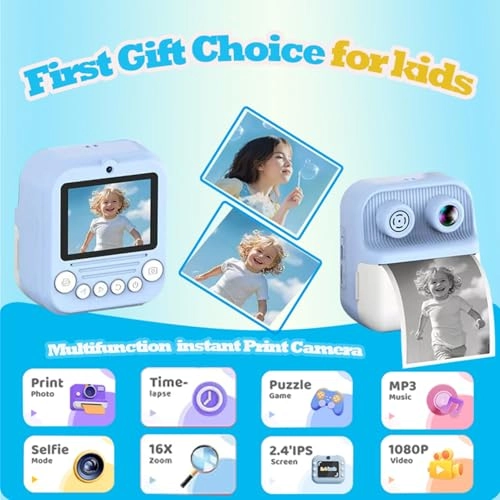 Kids Digital Camera With Instant Print - 48MP 1080P