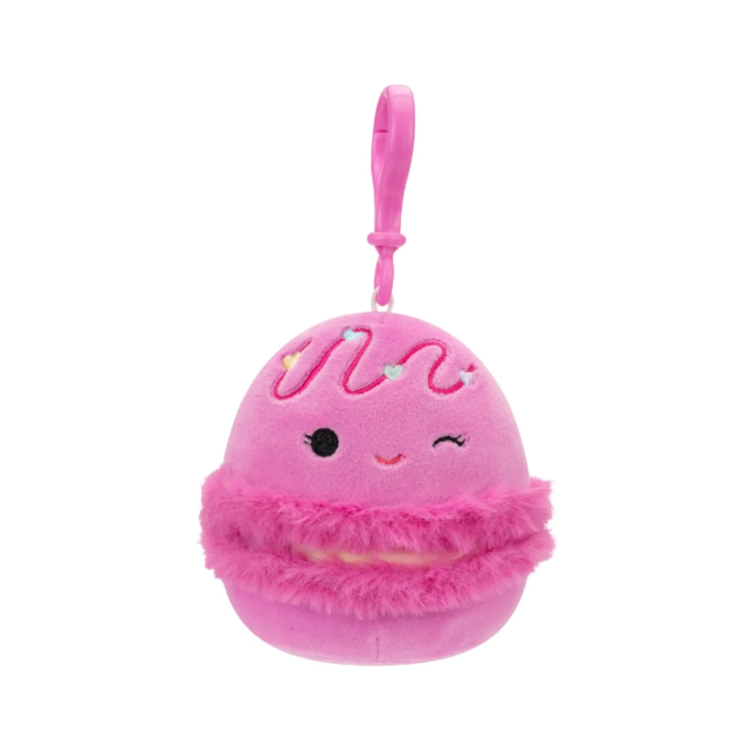 Squishmallows Winking Pink Macaron Middy 8.75 cm Clip-On - Little Plush