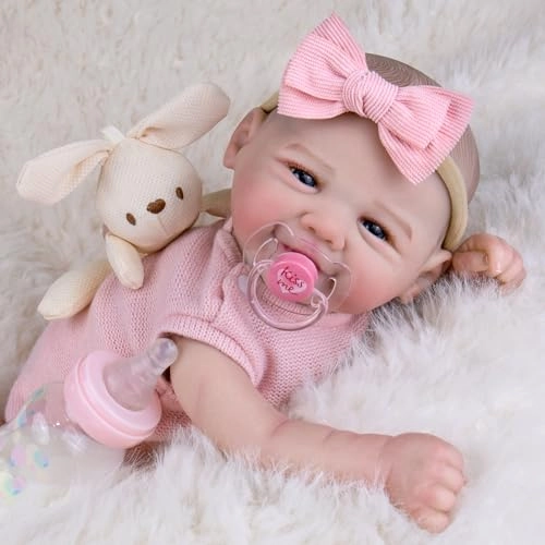 Reborn Baby Doll - 20'' Vinyl Pink Rabbit Jumpsuit Ages 3+