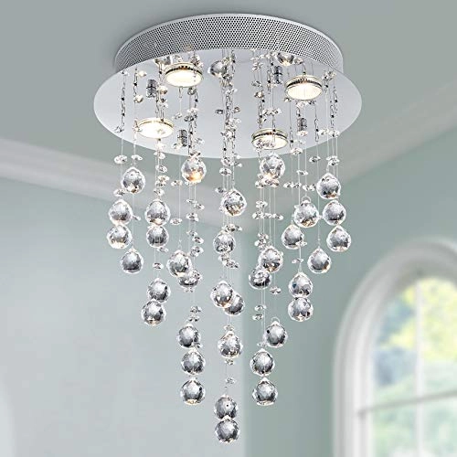 AK-AJ-18087 - Crystal Round Raindrop Chandelier 14 inch x 20 inch 4 GU10