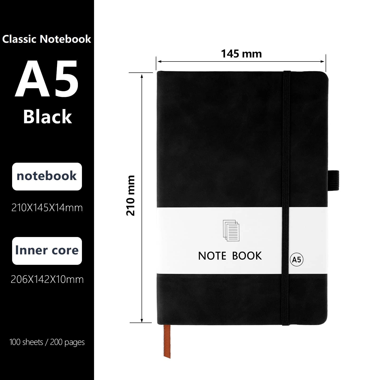 Notebook A5 Hardcover - Lined 200 Pages