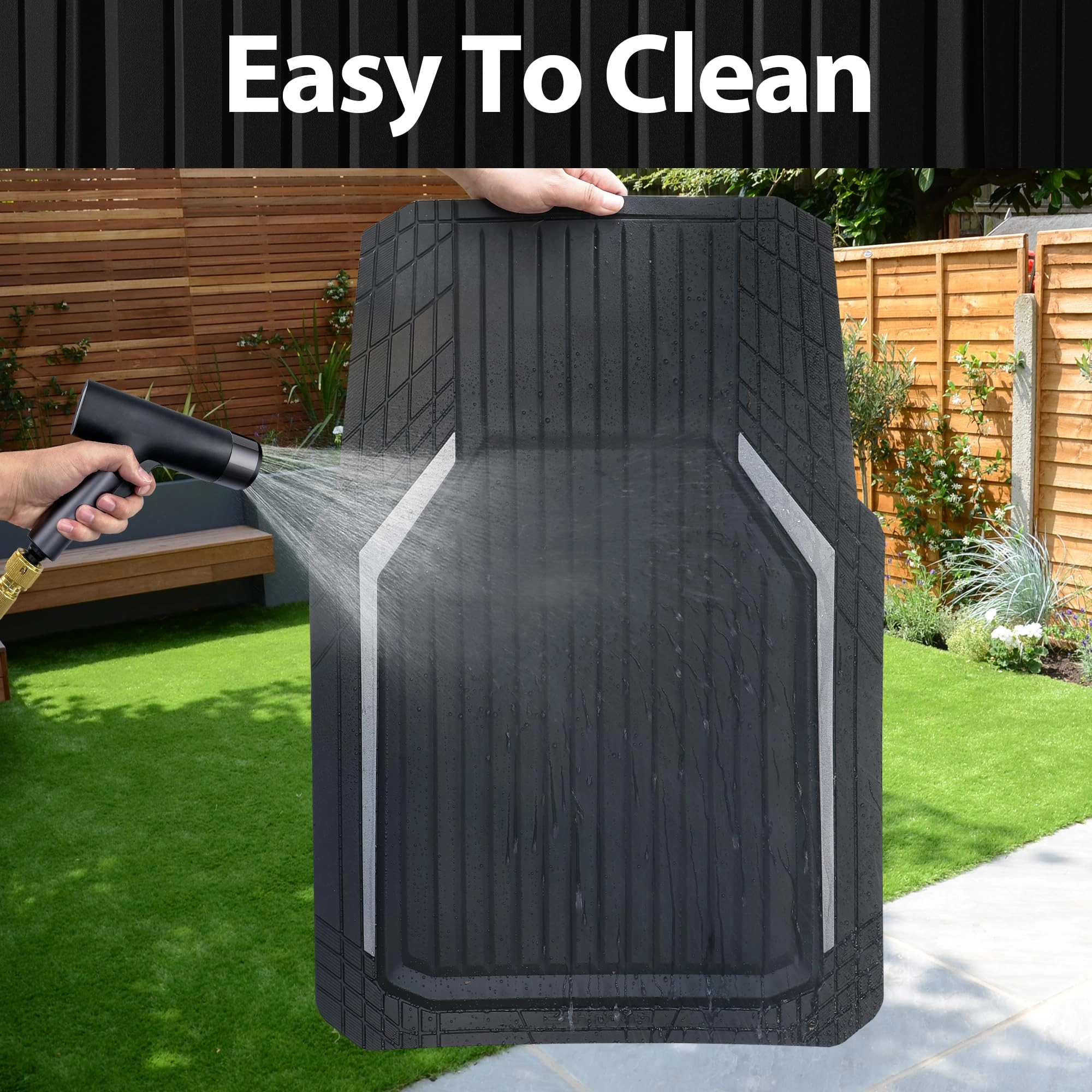 Heavy Duty Rubber Floor Mats - Universal Fit 3pcs Black Purple