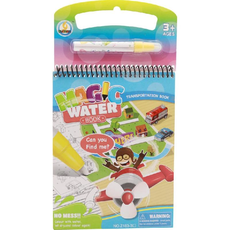 Hang Wing Magic Water Book Transportation - Arts and Crafts Learning Activity Set Colors 3+ years