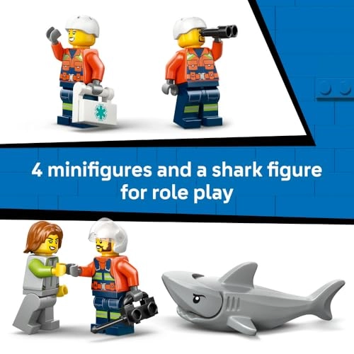 City Coast Guard Helicopter - Emergency Vehicle 4 Minifigures