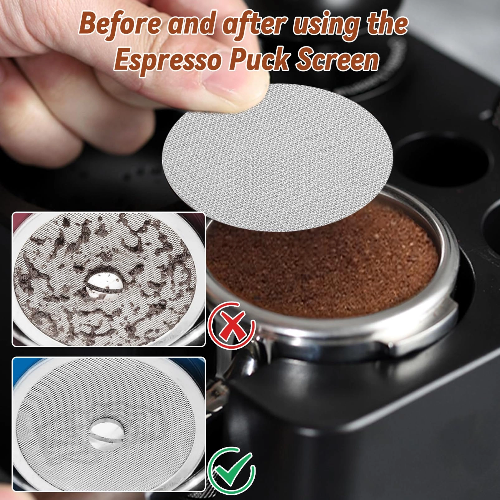 Espresso Tamper - 51mm + Wdt Tool + Espresso Tamper Mat - Silicone + Espresso Dosing Funnel - 51mm Magnetic + Espresso Puck Screen - 51mm 1.7mm