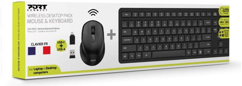 AZERTY Keyboard - 2.4GHz Wireless USB-A/C + Mouse - 2.4GHz Wireless