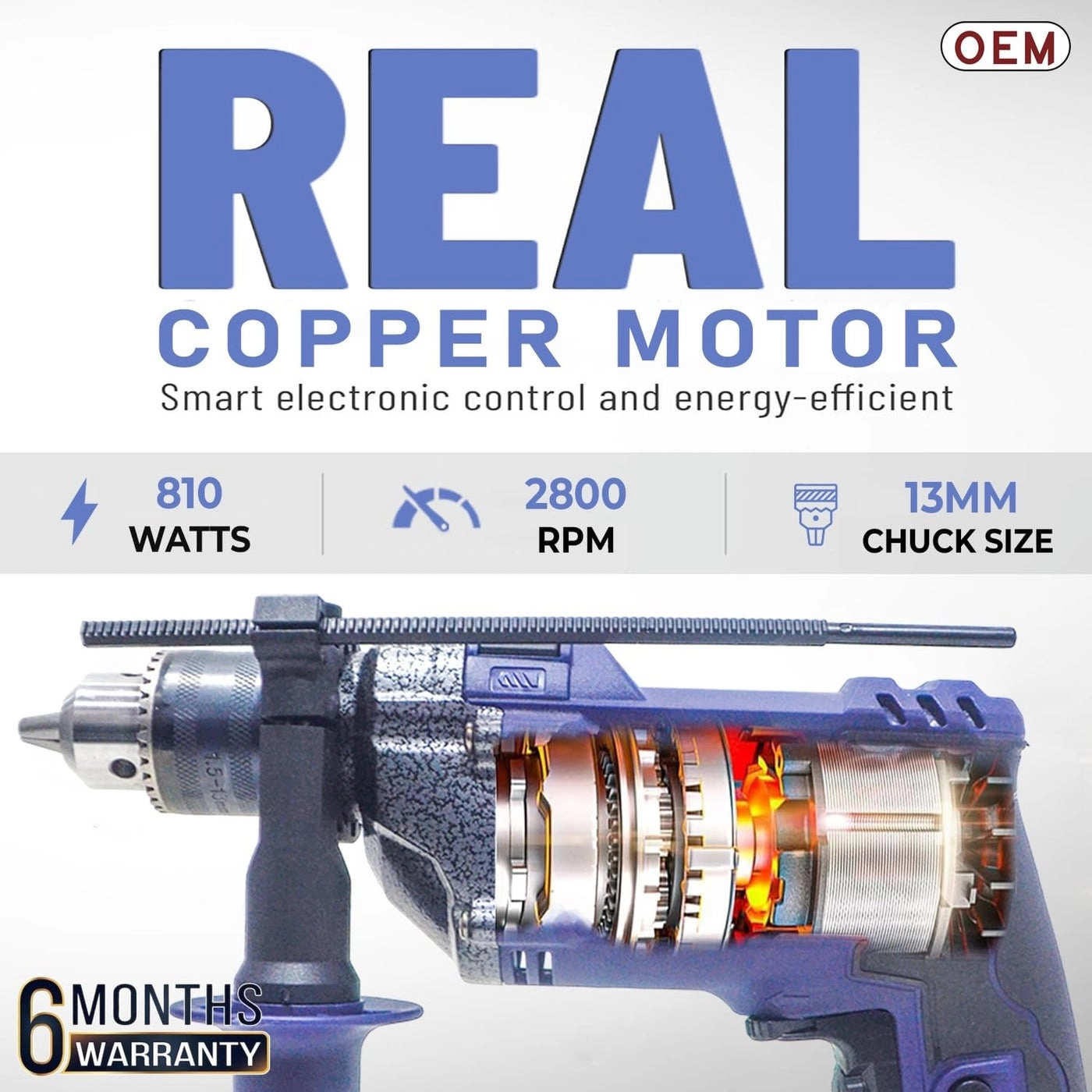 13mm IMPACT Drill - 810W Full Copper Motor