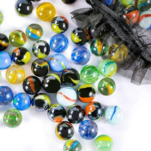 MZA STORES Colorful Glass Marbles - 9/16 inch Multi