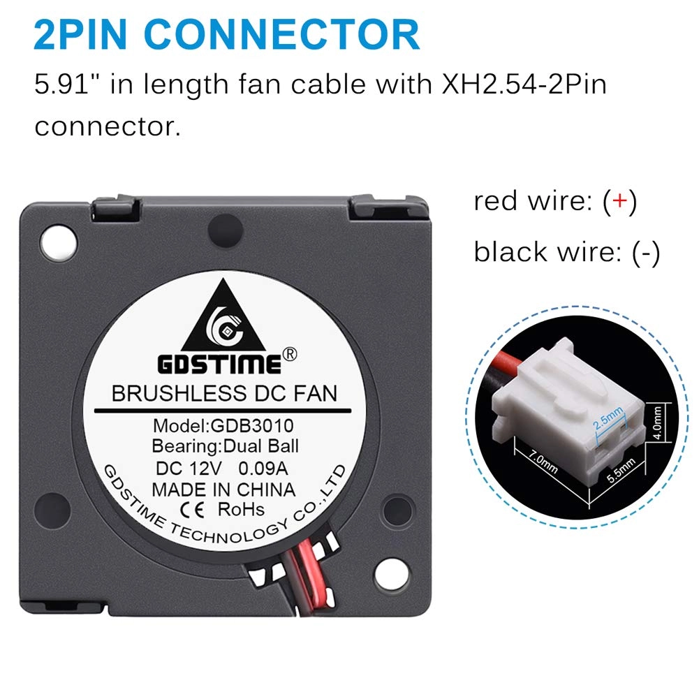 Mini Brushless Cooling Blower Fan - 2 pieces 30mm