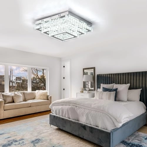 Square Crystal LED Ceiling Light - 6500K Non-Dimmable