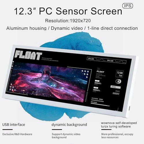 PC Secondary Screen - 12.3 INCH PC Sensor Panel Screen 12.3 Inches 1920x720