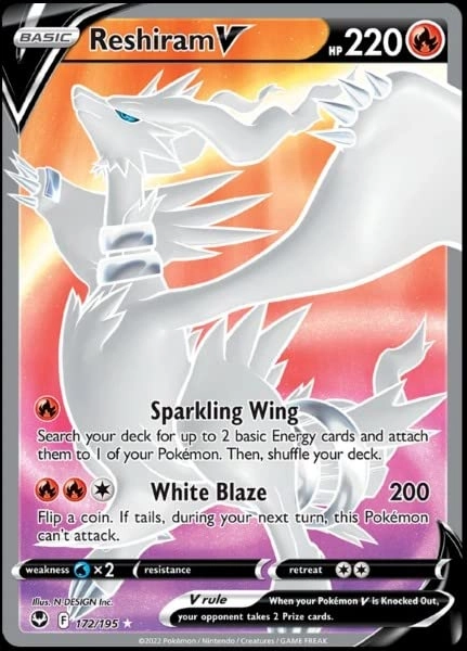 Pokémon Reshiram V 172/195 - Silver Tempest Full Art Holo Foil
