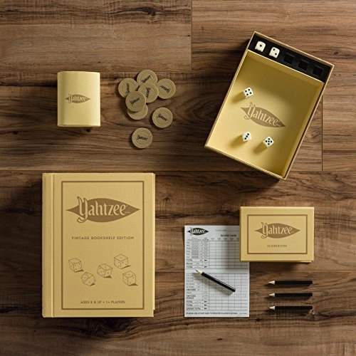 Scrabble: Vintage Bookshelf Edition + Monopoly + Clue + Yahtzee + Catch Phrase + Chess + Scattergories + Boggle