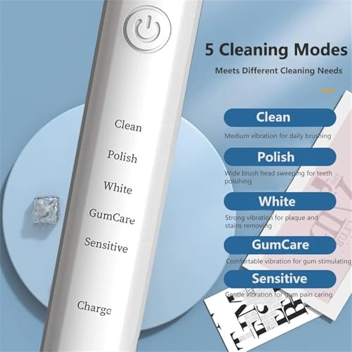 Sonic Electric Toothbrush - 4 Brush Heads 5 Cleaning Modes IPX7