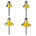 Roundover Edging Router Bit Set - 1/4-Inch 4 Pack