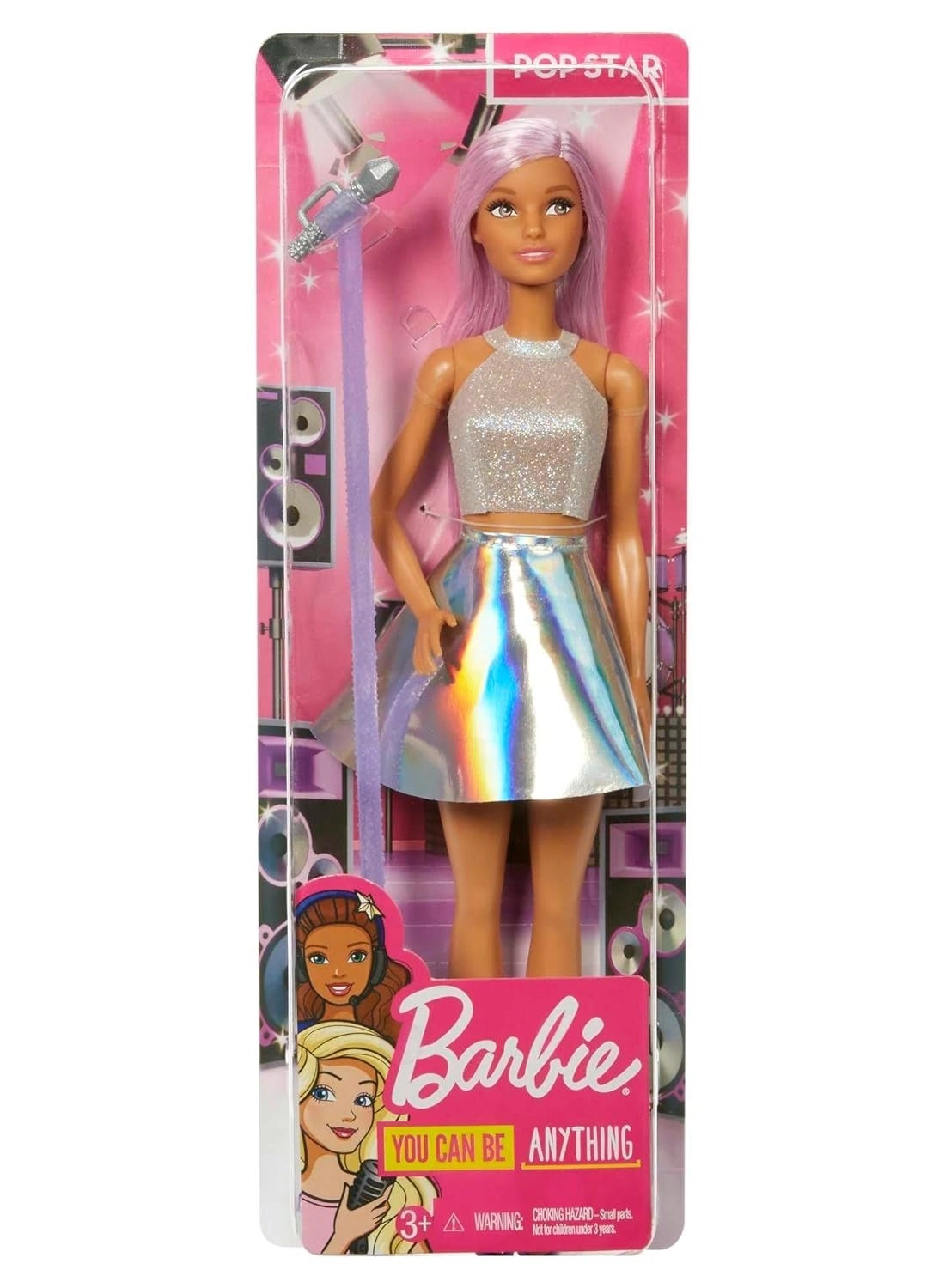 Pop Star Doll - Iridescent Skirt Microphone Pink Hair Ages 3+