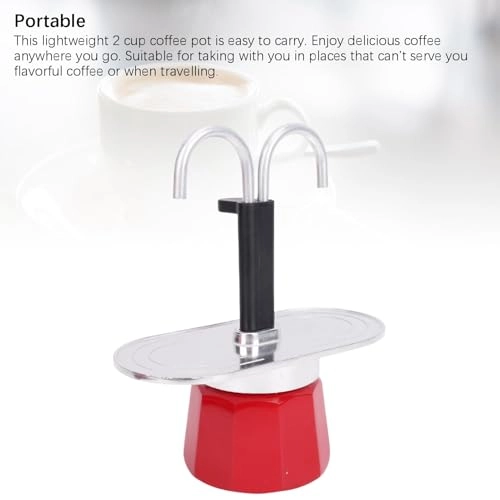 2 Cup Coffee Pot - Red Aluminum Alloy