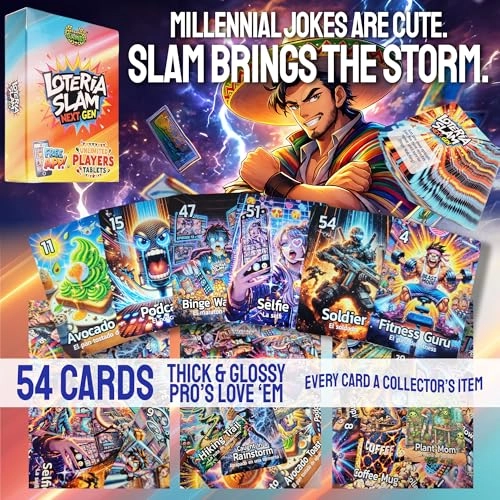 Lotería Slam Next Gen - English, Spanish 13 years and up 54 Card Deck Adult