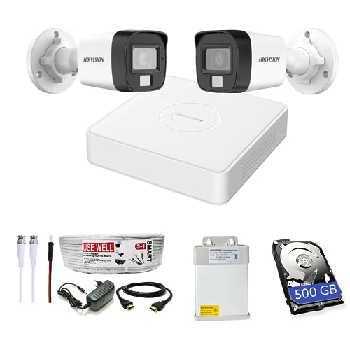4 Channel DVR + 2 MP Outdoor Camera + Hard Drive - 500 GB + 4 Channel SMPS + Cable BNC/DC Set