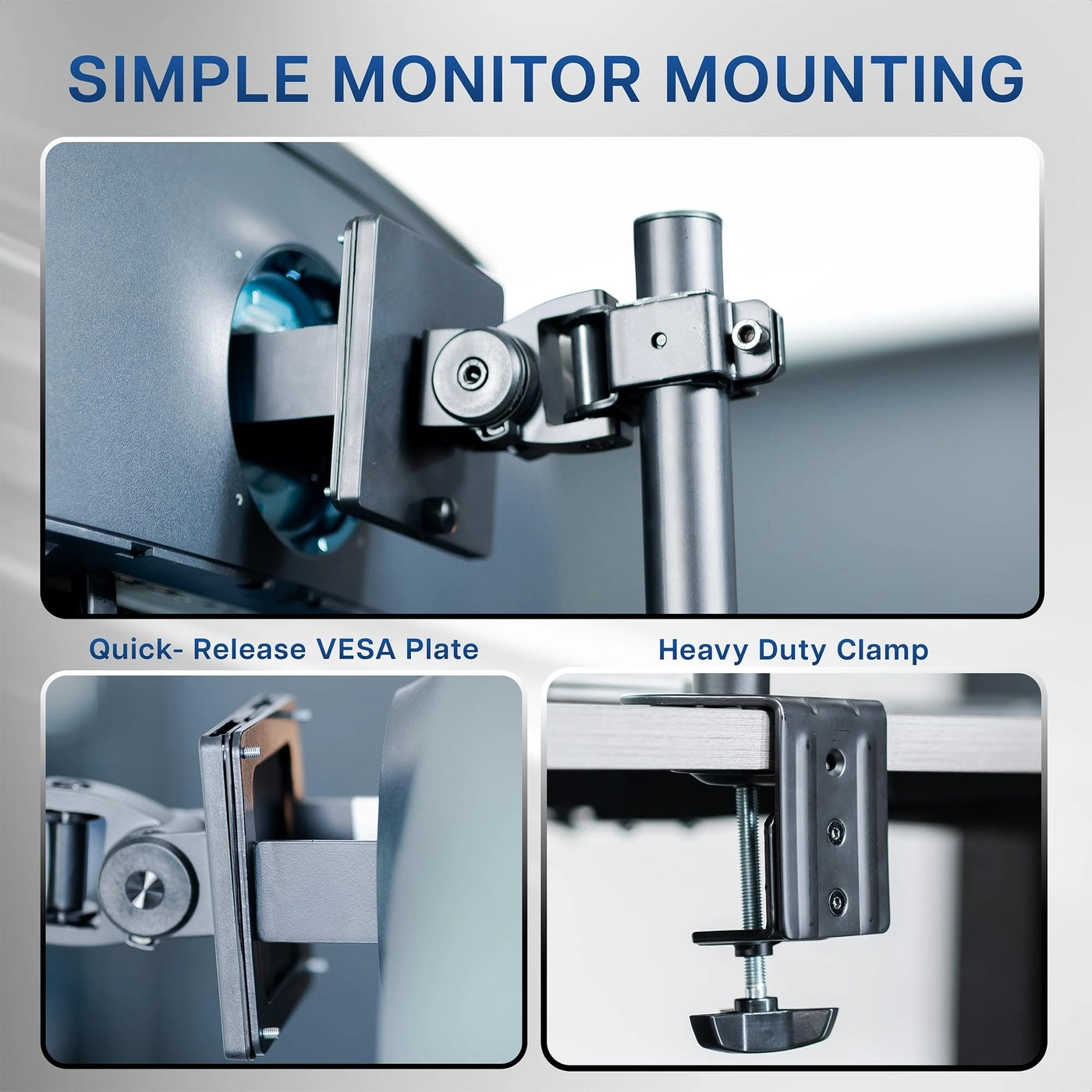 Dual Vertically Stacked Ultra-Wide Monitor Desk Mount - 49 inch